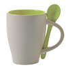 Coffee Mugs with Spoons White Lime